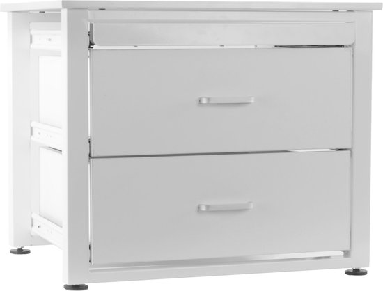 Wasmachine verhoger Wim, verstelbaar, met twee houten laden en schuifblad