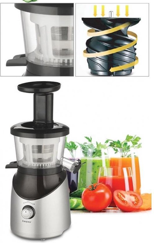 Beper 90.421 - Slow Juicer - Koude Pers Juicer - Sapcentrifuge - Slow Juice Machine
