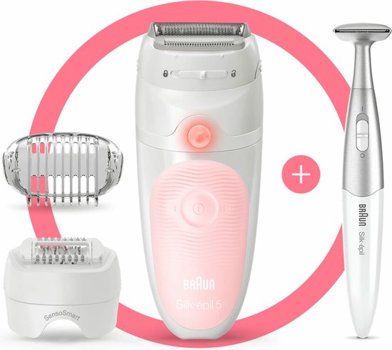 Braun Silk-épil 5 5-820 Wit/Roze - Epilator + bikinistyler