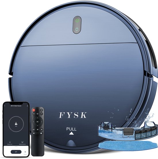 Fysk Robotstofzuiger met Dweilfunctie - Met Laadstation - Dweilrobot - Robotstofzuigers - alexa - perfect voor huisdieren - met afstandsbediening en app