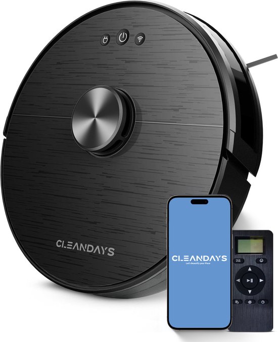Lidar Robotstofzuiger met Dweilfunctie - Laser Navigatie - geschikt voor huisdieren - met laadstation - CleanDays XR-500