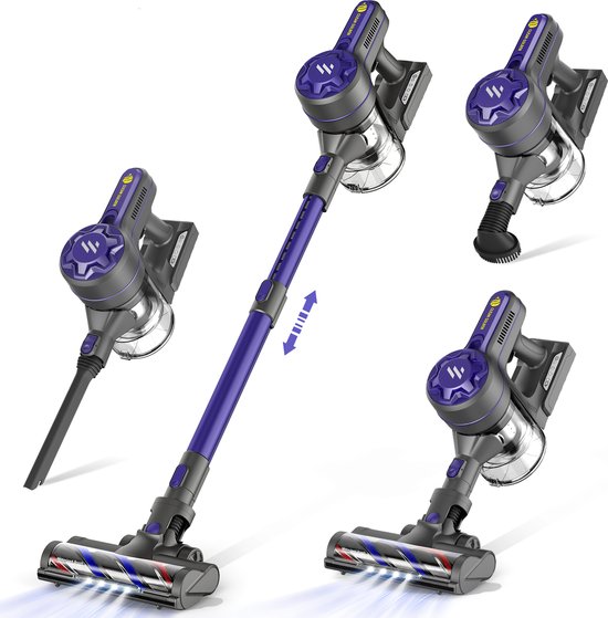 Steelstofzuiger draadloos - Voor alle type vloeren - 200Watt - 4 verschillende opzetstukken - draadloze stofzuiger