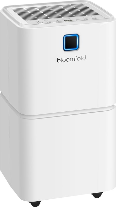 Bloomfold Luchtontvochtiger - 12L per Dag - Incl. Was-droog Functie - Geschikt voor Woonkamer, Slaapkamer & Badkamer - Dehumidifier - Wit