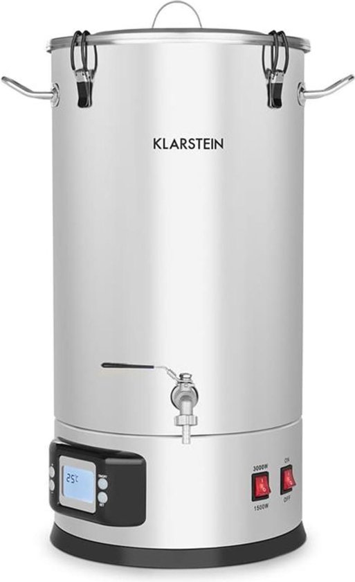 KKlarstein Maischfest maischketel 5 delen 1500/3000W 30l LCD roestvrij staal