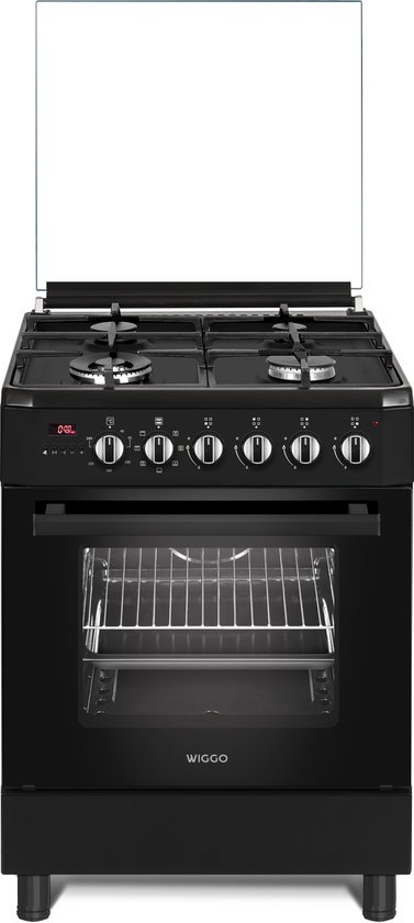 Wiggo WO-E639R(BB) - Serie 9 - 60 cm - Gasfornuis - Wok - Zwart