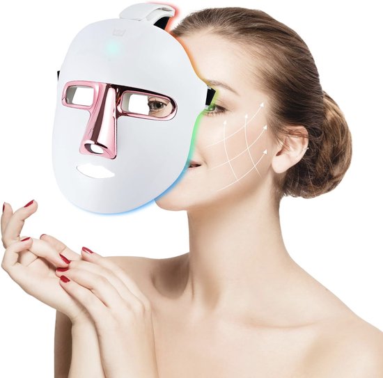 Nieuw Model 2023 - 7 Kleuren Licht Led Gezichtsmasker - Huidverjonging Led Masker - Fototherapie Gezichtsverzorging + Crystal Collagen Gold / Opvouwbare Foton Huidverjonging / Lichttherapie / Led Gezichtsmasker