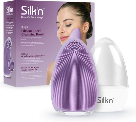 Silk'n Bright - Elecktrische en ultra hygiënische gezichtsborstel - Gezichtsreiniger - Diepe reiniging en massage van de huid - Verwijdert vuil en make-upresten, ontstopt de poriën - Lila