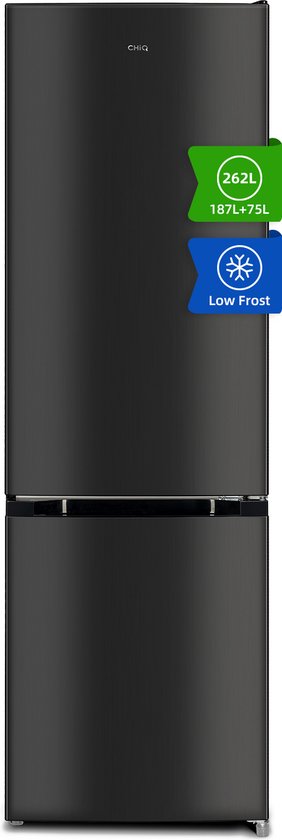 CHiQ FBM260L - Koel-vriescombinatie 260 liter (187 + 73) - Donker RVS - Omkeerbare deuren