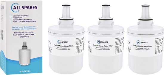 AllSpares Waterfilter (3x) voor koelkast geschikt voor Samsung DA29-00003F / DA29-00003G / HAFIN2