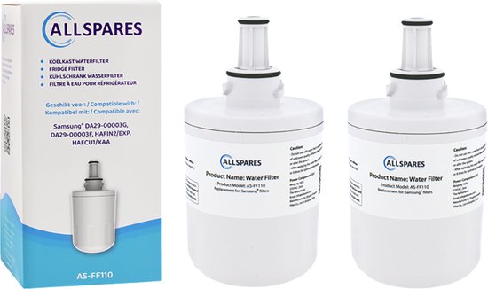 AllSpares waterfilter (2x) voor koelkast geschikt voor Samsung DA29-00003F / DA29-00003G / HAFIN2