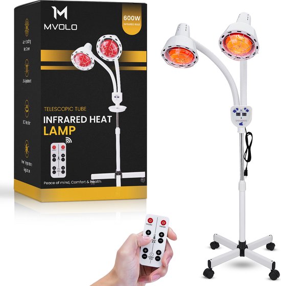 Mvolo Dubbele Infraroodlamp S1 - Lichttherapie voor pijnverlichting en spierherstel - Collageen - infraroodlamp - infrarood - warmte lamp - 3 meter kabel - 2 jaar garantie