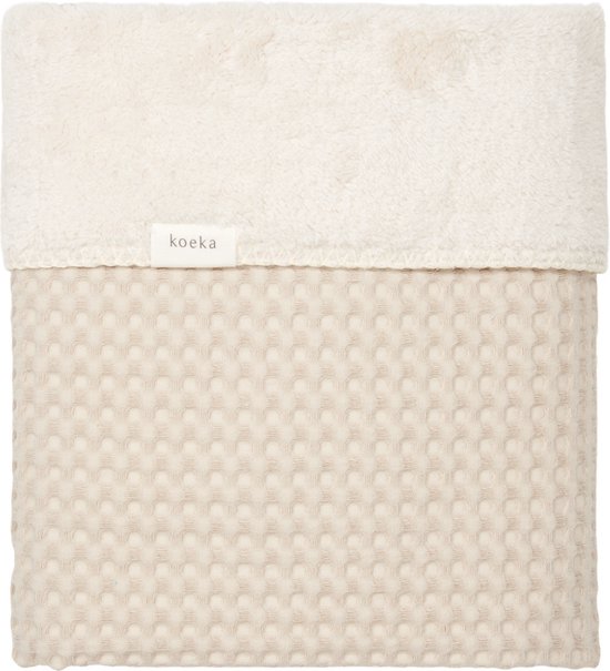Koeka baby dekentje voor ledikant Oslo - wafelstof met teddy - zand - 100x150 cm