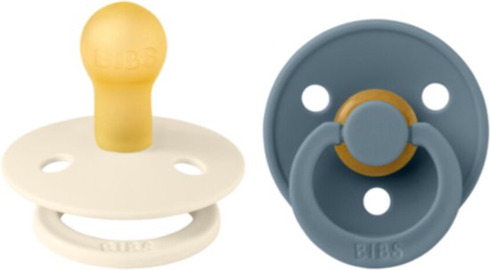 BiBS - Colour Pacifier - Stage 1 Fopspeen - 0+ maanden - 2 stuks - Ivory / Petrol