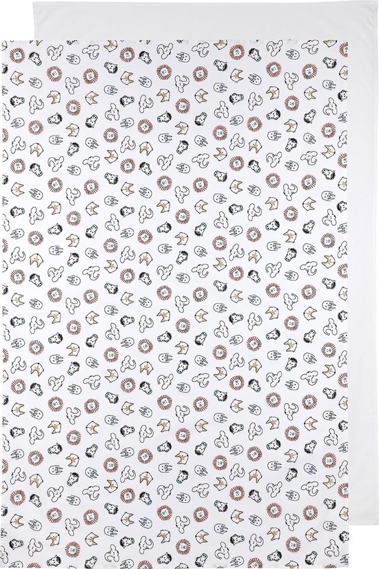 Meyco Baby Animal/Uni ledikant laken - 2-pack - white - 100x150cm