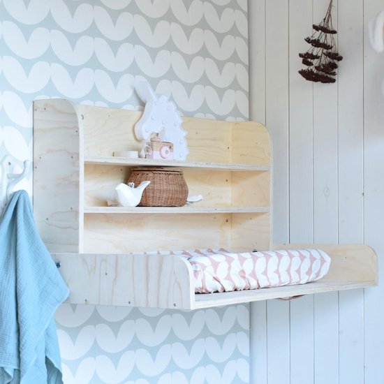 Wandcommode & Wandbureau - Large - Greep Leer - Waterafstotend - Opklapbaar- Gecertificeerd - Babywoods