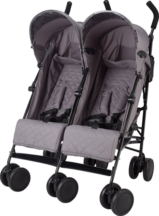 X Adventure Duo Buggy / Tweeling Buggy / Dubbele Buggy – Lichtgewicht & Verstelbare Rugleuning - Grijs
