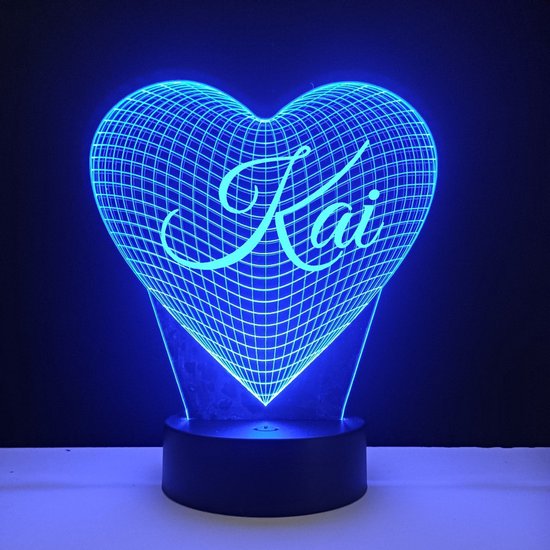 3D LED Lamp - Hart Met Naam - Kai