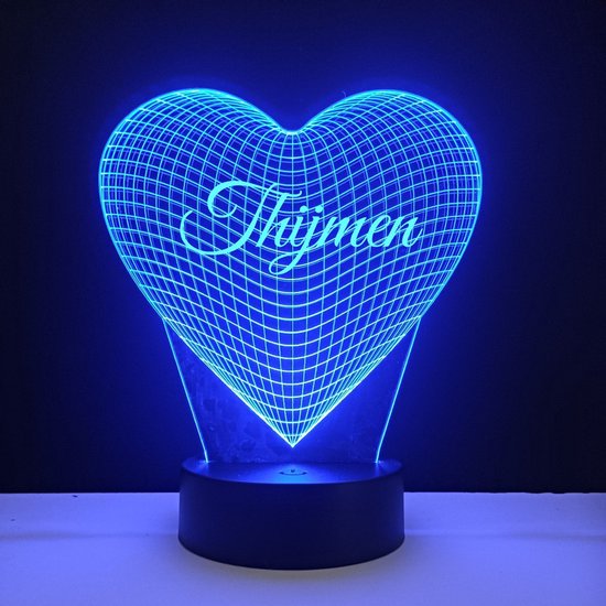 3D LED Lamp - Hart Met Naam - Thijmen