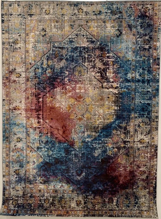 Tapijtenloods Picasso Heriz Vintage Vloerkleed Multi / Blauw Laagpolig - 200x290 CM