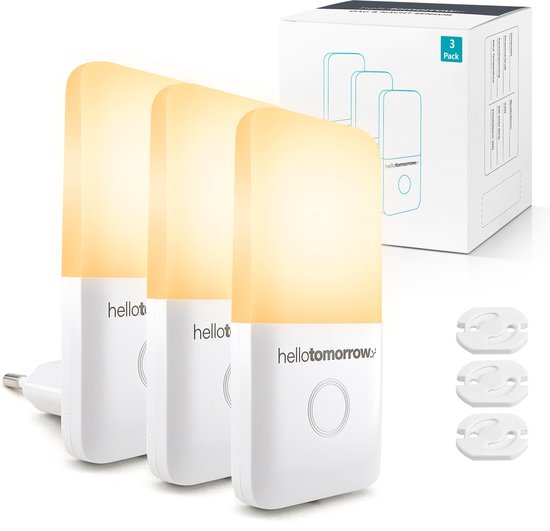Dimbare Stopcontact Nachtlampjes voor Kinderen & Volwassenen - Babykamer - Warm Wit - 3 Stuks