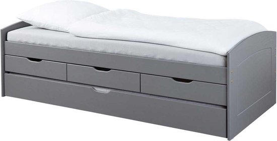 Interlink - Kajuitbed Rieka met 3 lades en logeerbed - 90x200 - Grijs