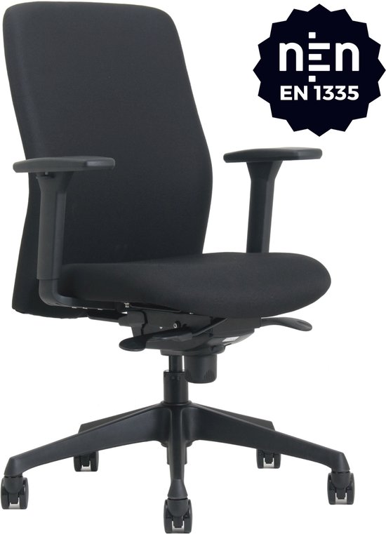 Office Hero® Pharaoh Ergonomische Bureaustoel voor Volwassenen - Verstelbare Armleuningen - Zwart - Stof - Gemonteerd geleverd