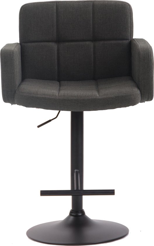 CLP Los Angeles Barkruk - Met armleuning - Met rugleuning - Verstelbaar - Stof - donkergrijs zwart