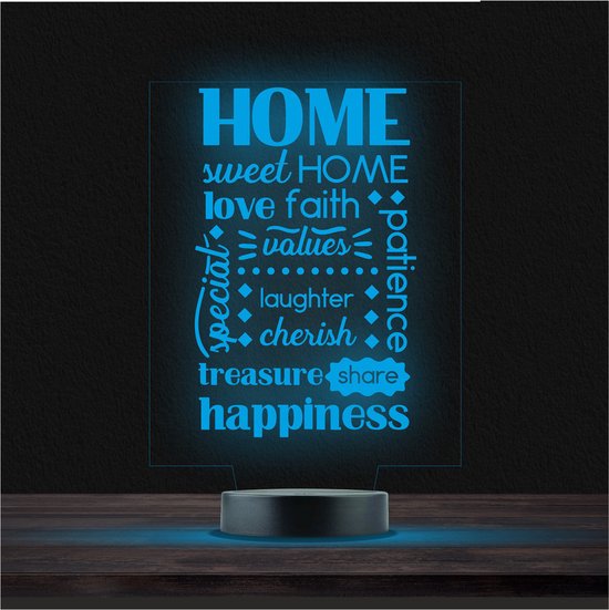 Led Lamp Met Gravering - RGB 7 Kleuren - Home Sweet Home