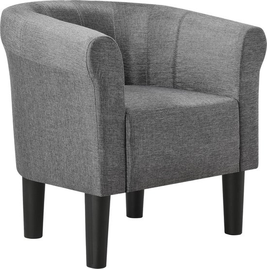 Kuipstoel Ariel schelpen fauteuil stof 70x70x58 cm donkergrijs