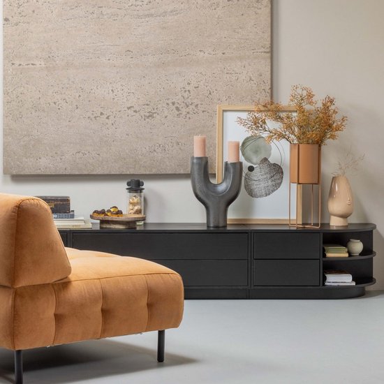 WOOOD Exclusive Finca Tv Meubel Rond Rechts - Zwart - 40x78x40