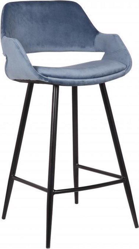 Barstoel Luxor  Velours Blauw Hoogte zitting 75cm (2 per doos)