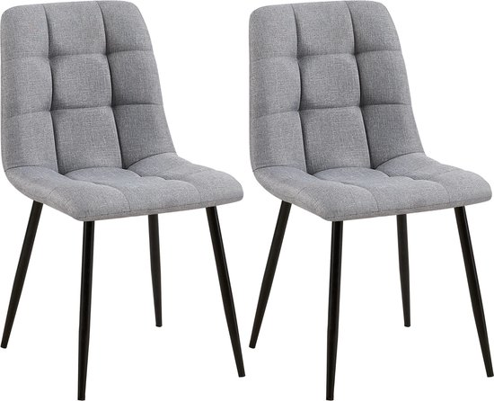 CLP Tilde Set van 2 eetkamerstoelen - Zonder armleuning - Industrieel - grijs Stof