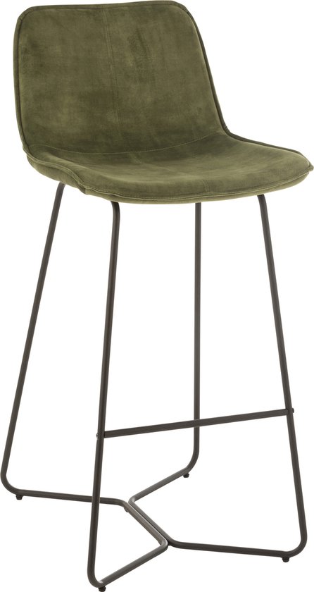 J-Line Barstoel Laurent Metaal/Textiel Groen - 2 stuks