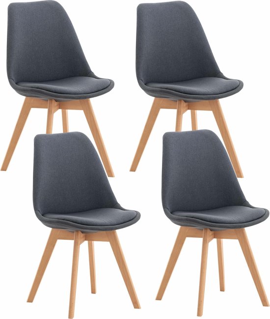 CLP Linares Set van 4 eetkamerstoelen donkergrijs Stof