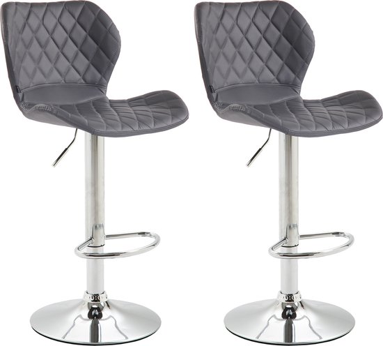 CLP Cork Set van 2 barkrukken - Kunstleer grijs chroom