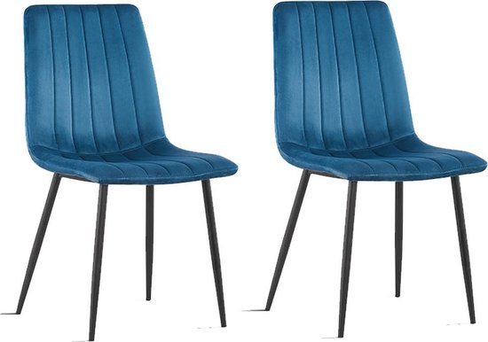 Velvet Eetkamerstoel Amya Blauw - 2 Stuks