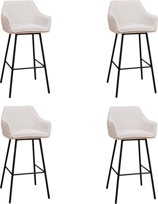 Bronx71® Scandinavische barkruk Andor gerecyclede stof beige 65-78 cm - Barkrukken set van 4