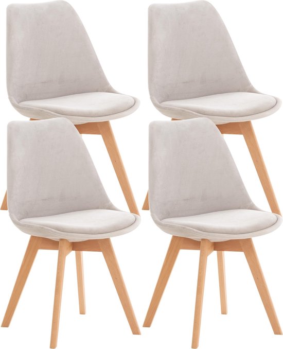 CLP Linares Set van 4 eetkamerstoelen licht grijs Fluweel