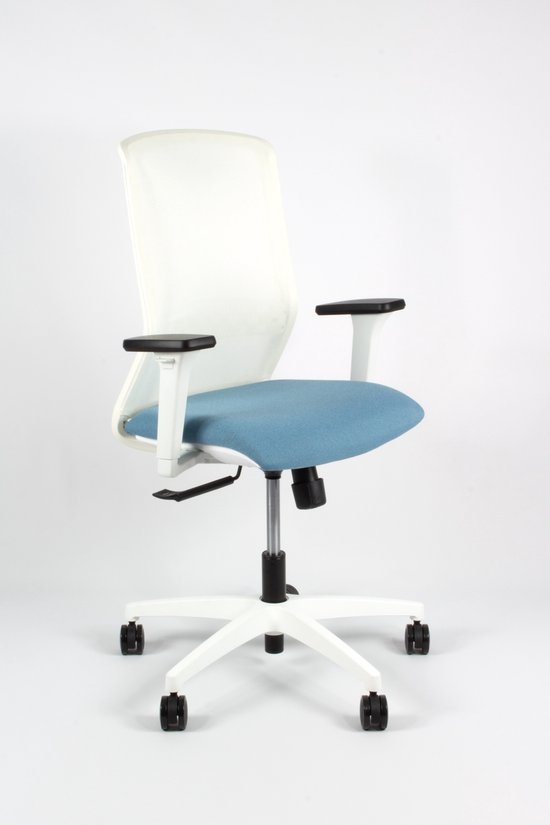 Linea Tekna White 01 - Bureaustoel - Ergonomisch EN1335 -Multi verstelbaar- Wit/Blauw