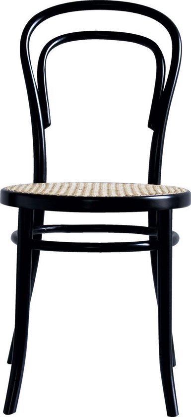 Fameg Vienna Thonet No. 14 houten bistrostoel zwart - met rotan zitting