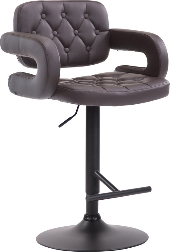 CLP Dublin Barkruk - Met armleuning - Met rugleuning - Verstelbaar - Kunstleer - bruin zwart