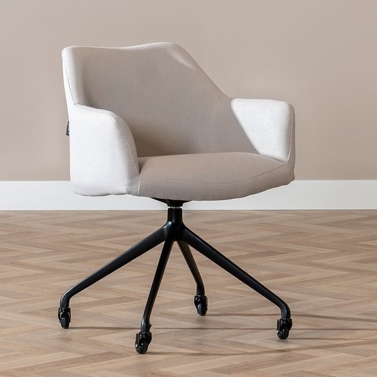 Bronx71® Eetkamerstoel met wieltjes Isak gerecyclede stof grijs