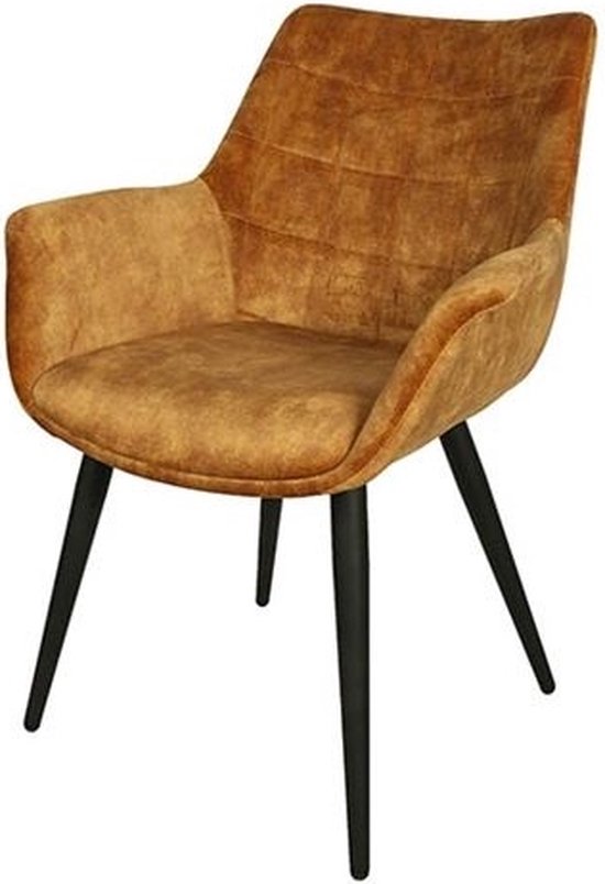 Decostar Eettafelstoel Danbury, textiel/staal, geel/zwart