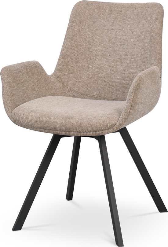 Rowico Home Norwell draaibare eetkamerstoel beige - zwart onderstel