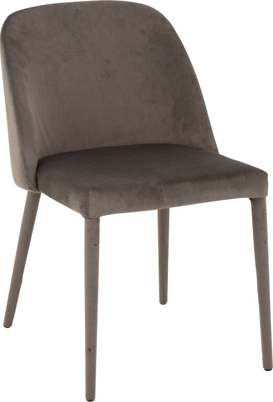 J-Line Stoel Charlotte Textiel/Metaal Middem Grijs - 2 stuks