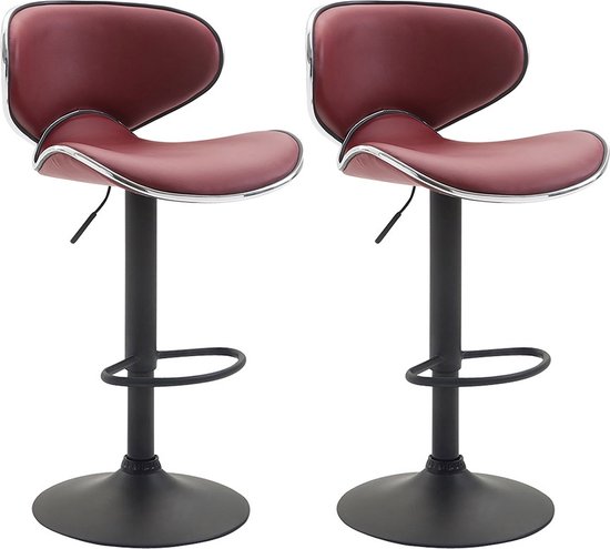 CLP Las Vegas Set van 2 barkrukken - Kunstleer bordeauxrood zwart