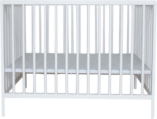 Prénatal Basis Babybox – In Hoogte Verstelbare Kinderbox – Stevige Baby Box – Ronde Spijlen - 100 x 75 cm – Wit