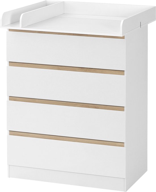 Happyment Commode Kast Diva - Baby - Ladekast - Verzorgingstafel babykamer - Aankleedtafel - Verschoontafel - Wit