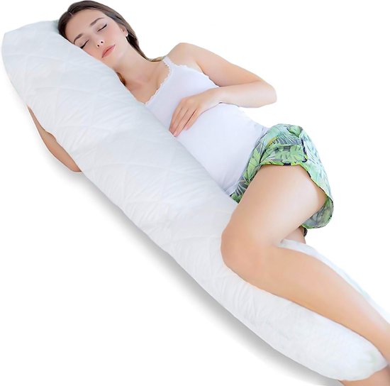 Voedingskussens - Lichaamskussens - Ondersteuningskussens - Zwangerschapskussen - 45 x 140 cm - Wit - Body Pillow - Zwangerschapskussen - Lichaamskussen - Voedingskussen - Zijslaapkussen - Sluimerrol - Afneembaar hoes premium body pillow