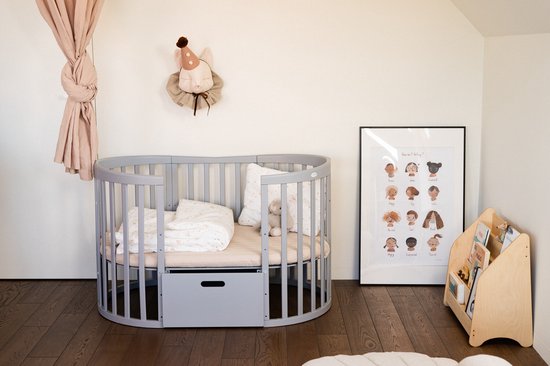 Multifunctioneel OVAAL7 in 1 Babybed / peuterbed incl. matras - Grijs Grijs